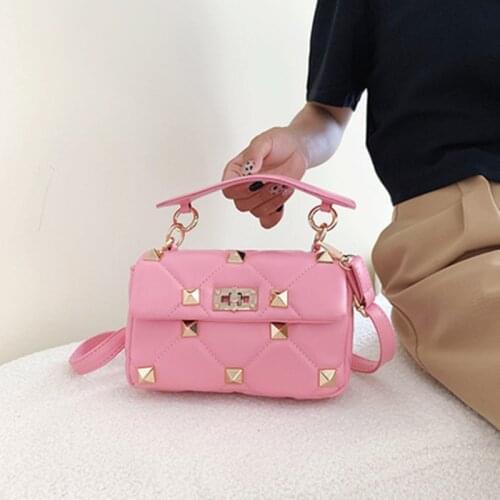 Bags for women 2021 new Lingge embroidery thread handbag fashion rivet one-shoulder messenger bag bolsa feminina сумка
