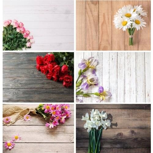 Vinyl Custom Photography Backdrops Props Flower Wood Planks Photo Studio Background 2183 KLZ-05