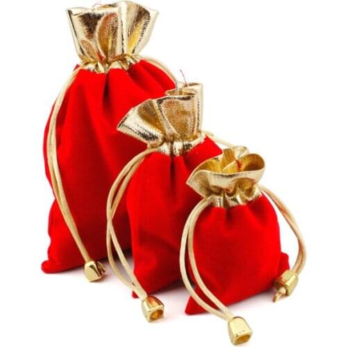 5pcs/lot Vintage Velvet Package Bags 7x9 9x12 12x16cm Wine Red Organza Drawstring Gift Bags Wedding Jewelry Packaging Pouches