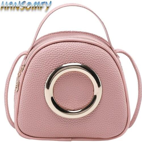HANSOMFY 2019 fashion womens handbags solid color chain small round bag girl cute shoulder Messenger bag new handbag LZ-41