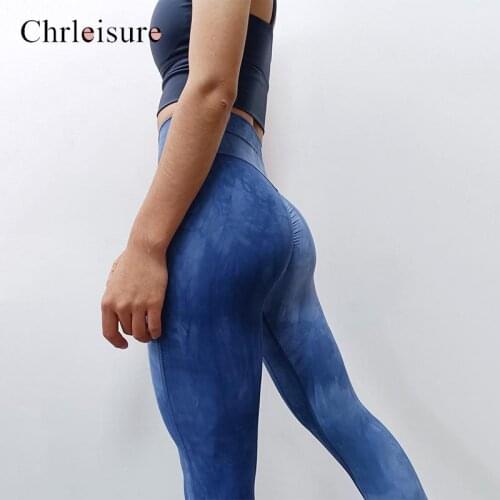 CHRLEISURE Tie Dye Leggings Women Running Fitness Seamless Sports Leggings High Waist Tummy Control Butt Lift Women Leggings