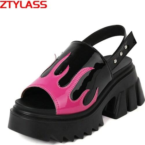 2021 New Summer Open Toe Black Women Sandals Fashion Mixed Colors Platform Shoes Ladies Thick High Heel Rivet Dress Shoes Woman