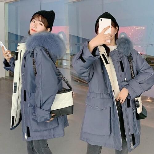 2020 Winter Korean Version Of Down Jacket Womens Loose Thick Mid-length Velcro Cotton Jacket Comfortable