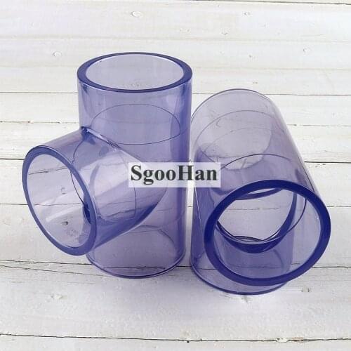 1pc ID.63~110mm Transparent UPVC Tee Connector Garden Irrigation System Water Pipe Connectors Aquarium Tank Part PVC Pipe Joints