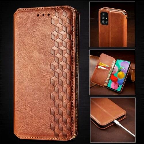 10Pcs for Samsung Galaxy A91 A81 A71 A51 A41 A31A30 A21 A20 A11 A01 Lattice PU Leather Flip Wallet Magnetic Closure Phone Case