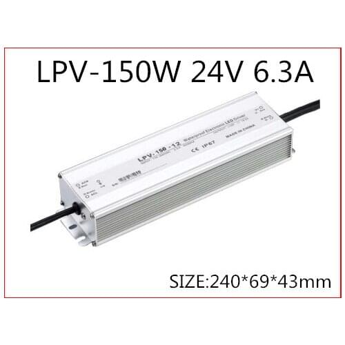 150W 24V 6.3A LED constant voltage waterproof switching power supply IP67 for led drive LPV-150-24