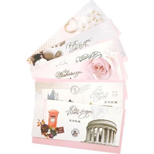 4pack/lot Flower Seried Deep Blessing Floded Greeting Card Christmas Card Birthday Gift Cards Rndom Design