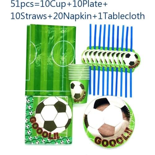 51/81pcs World Cup Theme Footbal Disposable Tableware Boy Birthday Cup Plate Straws Napkin Tablecloth Party Decoration Supplies