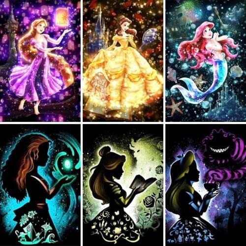 Disney Princess Characters 5D Diamond Painting Cross Stitch Kits Embroidery Full Drill Mosaic Resin Home Decor Girl Gifts