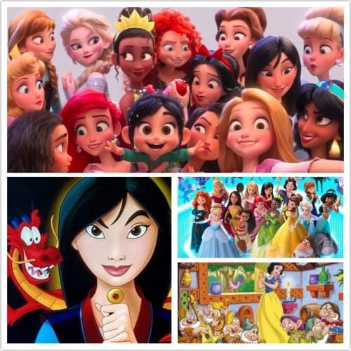 5D Diy Diamond Painting Cross Stitch Disney Princess Series Full Diamond Square Diamond Embroidery Mosaic Home Decoration Gift