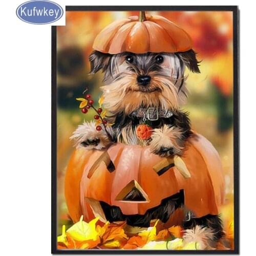 Diy diamond embroidery Schnauzer Halloween pumpkin dog 5d diamond painting full drill cross stitch mosaic paintings rhinestone