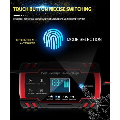 12V/8A 24V/4A Automatic Smart Battery Charger/Maintainer with LCD Display Pulse Repair Charger Pack for Car Lawn Mower