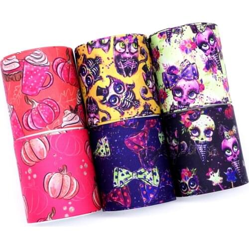 Free shipping 50 yard cartoon printed grosgrain ribbon 31944