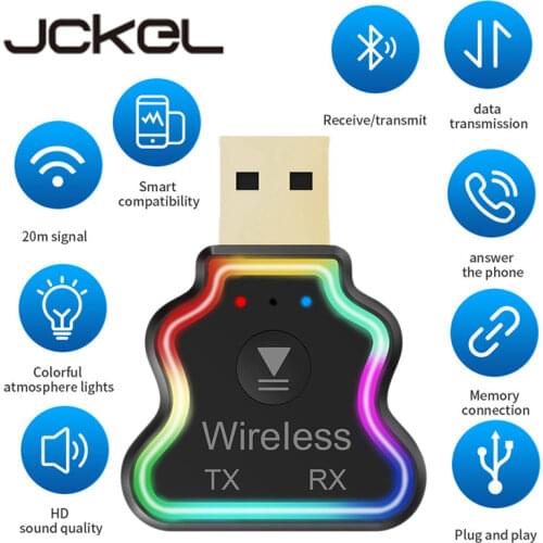 Wireless 5.0 Bluetooth Receiver Adapter For Computer Phone Colorful Lights Bluetooth Transmitter Dongle For Speaker Headset Car