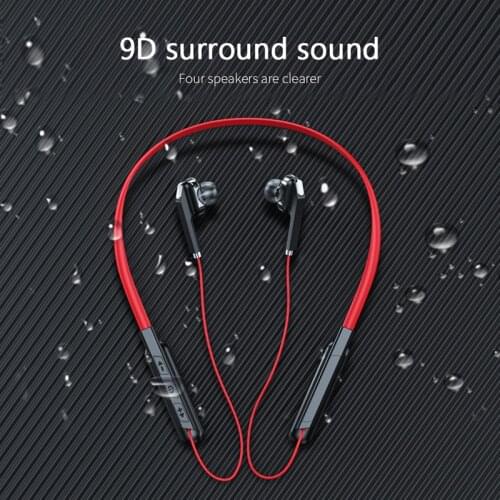 Bluetooth 5.0 Wireless Sports Earphone Stereo Subwoofer Hanging Neck Hanging Metal Magnetic Fone Bluetooth Headphone