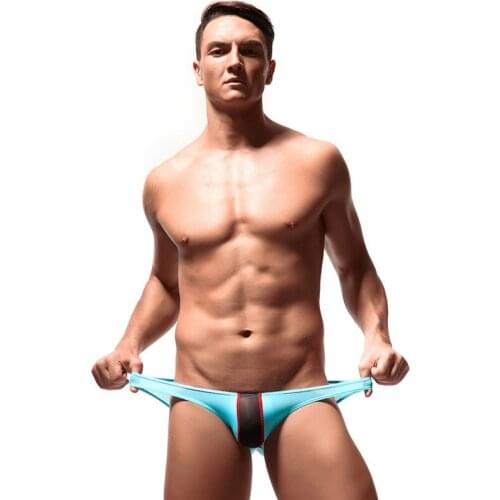 Sexy Ice Silk Mens Briefs Gay Men Underwear Contrast Color Bikini Male Underware Low Waist Man Lingerie Clothing Man Under Wear