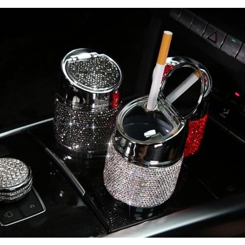 Storage Cup Creative Multifunctional with Cover Rhinestone Ashtray Holder for Car