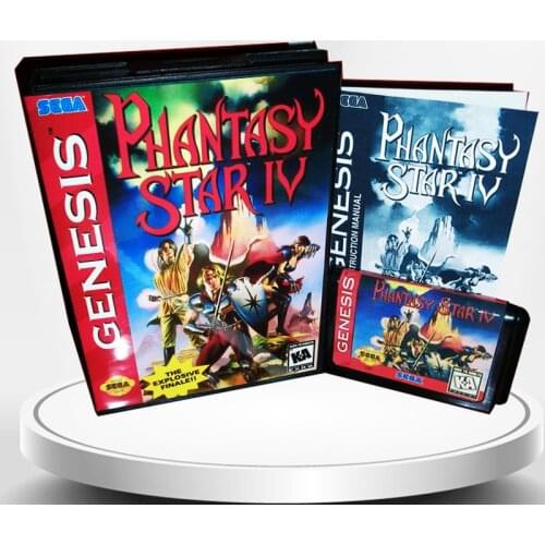 Phantasy Star 4 US Cover with Box and Manual for MD MegaDrive Genesis Video Game Console 16 bit MD card