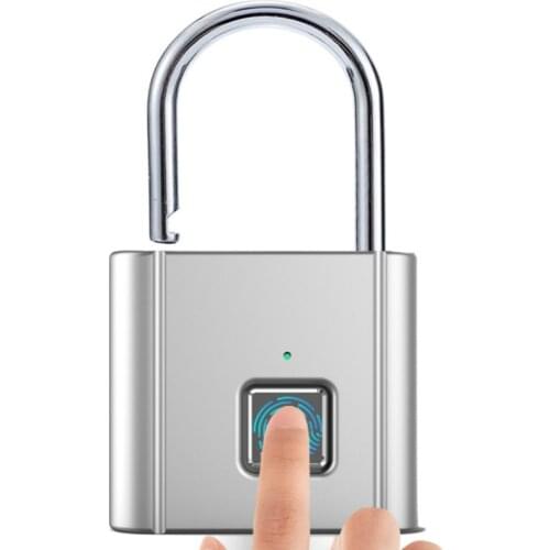 Smart Keyless Fingerprint Padlock USB Rechargeable Door Lock Quick Unlock Zinc Alloy Padlock For Drawer Suitcase Backpack Bags