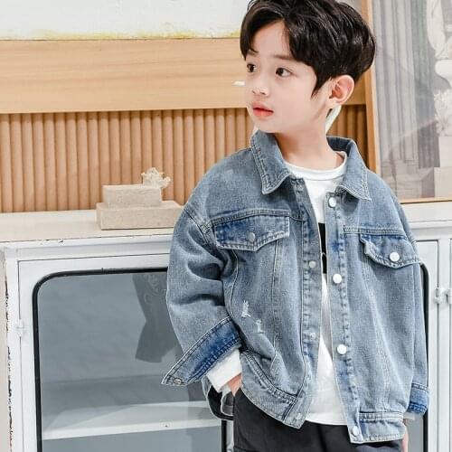Kids boys spring and autumn new denim jacket big virgin casual jacket 6-12 years old