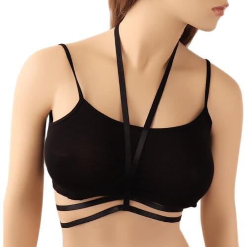 HANAERNES Big V body harness belt adjustable open chest cage bra sexy bondage underwear women erotic bodysuit cupless bra