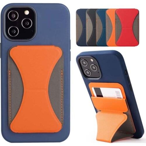 PU Leather Mobile Phone Holder Tablet Stand Portable Desktop Bracket Foldable Back Stick Card Holders