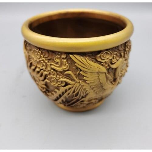 Chinese Collectibles brass copper Phoenix Statue Small water tank home decor metal crafts Ornaments