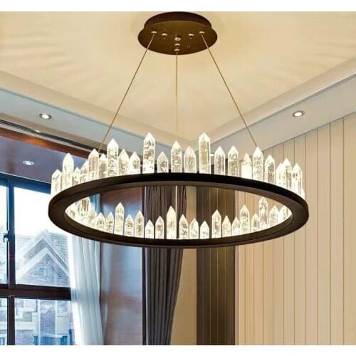 120CM Round Crystal Pendant Light For Living Room Simple European Style Living Room Chandelier Art Dining Room Bedroom Lighting