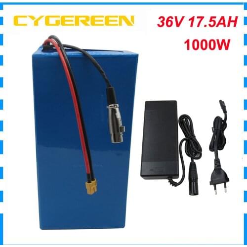 1000W 36V 17AH Ebike battery pack 36 V lithium ion battery 14AH 21AH INR18650 35E 3500mah cell 30A BMS with 2A Charger