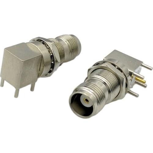 10pcs/lot Copper plating TNC Female Socket Right Angle PCB Mount TNC RF Coaxial Connector with Nuts and washers