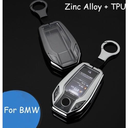 Metal+Soft TPU Car Key Case Fully Protection Cover for BMW Serie 5/7 6GT BMW X5 X3 X4 X7 G12 G30 G31 G32 i8 LED Display Key Case