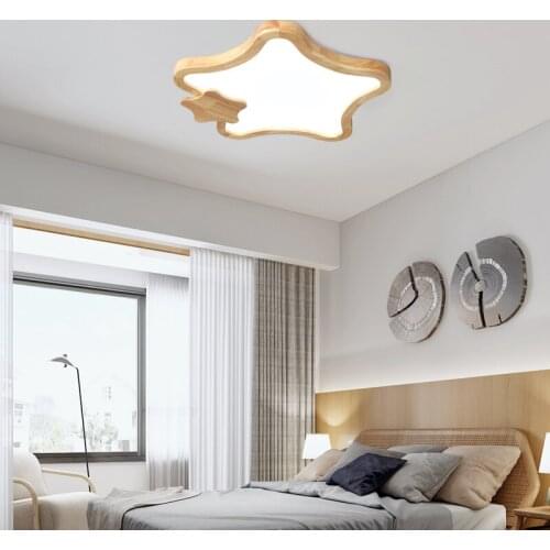 Minimalist Ceiling Lights Star Wooden Decorative Ceiling Lamps For Living Room Bedroom Corridor Luminaire Mounted 110V 220V