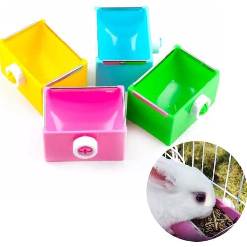Pet Feeding Bowl Rectangle Plastic Fix Cage Food Water Feeder Bowl For Rabbits Cats Bird Pet Food Bowls Dropshipping