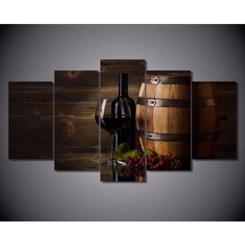 Modular Canvas Art Wall Pictures Frame Home Decor Photo 5 Panels HD Printed Red Wine Glasses Posters Modern Oil Paintings