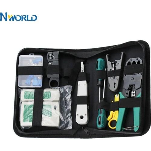11pcs/set RJ45 RJ11 RJ12 CAT5 CAT5e Portable LAN Network Repair Tool Kit Utp Cable Tester AND Plier Crimp Crimper Plug Clamp