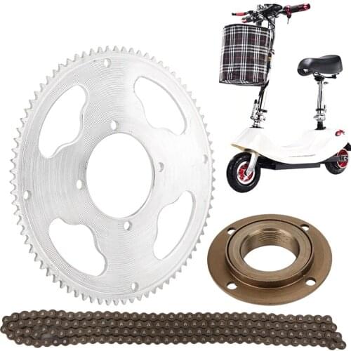 Metal 25H Chain Set Four‑Hole Crankset + Gearless Flywheel+ 146‑Link Chain for leisure folding electric scooters and scooters