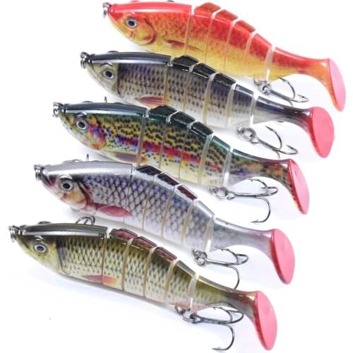 5PCS 100MM 16.5G Hard Sinking Multi Jointed Swimbait Fishing Lures 3D Bionic Eyes Wobbler For Bass Shad Perch in Ocean Lakes