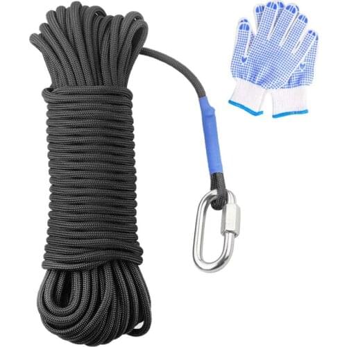 Fishing Magnet Rope 20 Meters, Heavy Rope with Safe Lock,All Purpose Nylon High Strengte Cord Safe Rope - 65 Feet, Diameter 6Mm