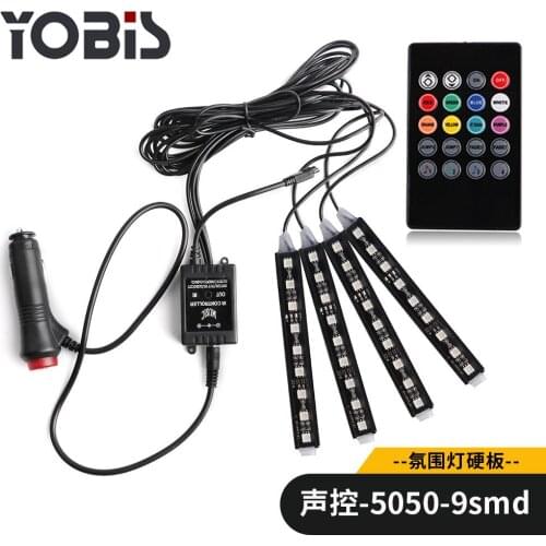 The new car refits one trailer four voice control with remote car interior control atmosphere lamp 50509led atmosphere lamp