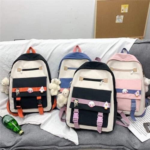 2021 New Fashion Women Backpack Cute Student School Bags For Teenager Girls Nylon Schoolbag Kawaii Bookbag School Backpack