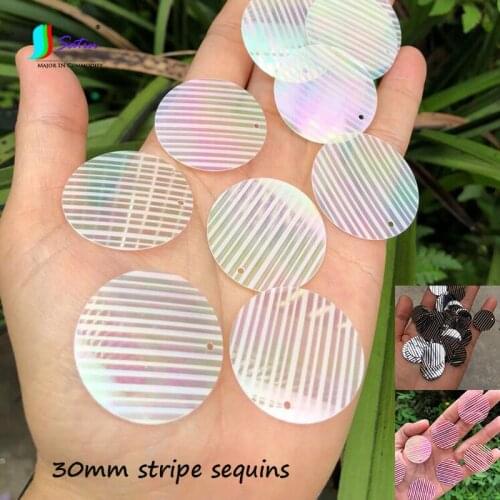 Wholesale 3cm White,Black Silvery,Pink Round Stripe Edge Hole Clothes,Bag Decoration Handmade Streak Stripe Sequin S0841L