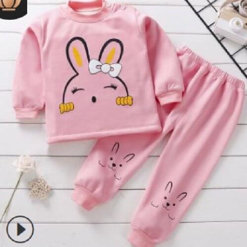 Childrens Pajama Set Animal Velvet Keep Warm Winter Thickening Animal T-Shirt Tops & Pants Boys Girls Kids Sleeping Clothes