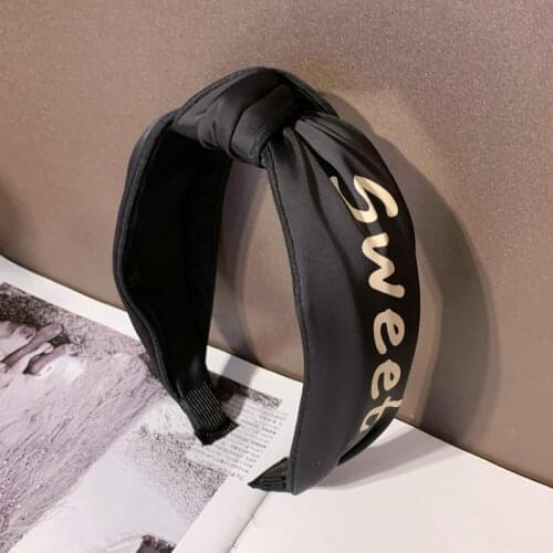 High-end Headband Pure Color Hairpin Fabric Handmade Knotted Hairband Wide-brimmed Letter Hair Accessories for Ladies