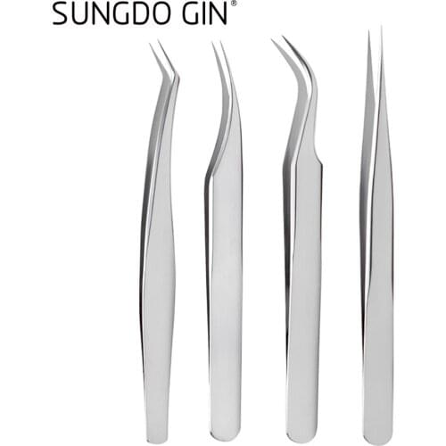 Professional Tweezers For Eyelash Extension Stainless Steel Silver Color 3D Volume Fan Lashes High Precision Makeup Tools