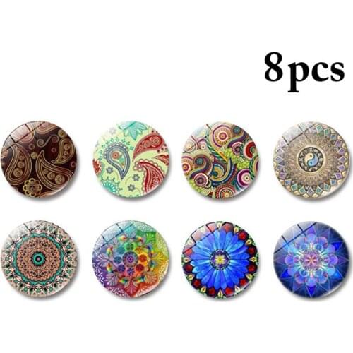 8PCS Lifelike Crystal Refrigerator Magnet Datura Flower Series Time Gem Magnetic Glass Fridge Magnet Home Decoration Supplies