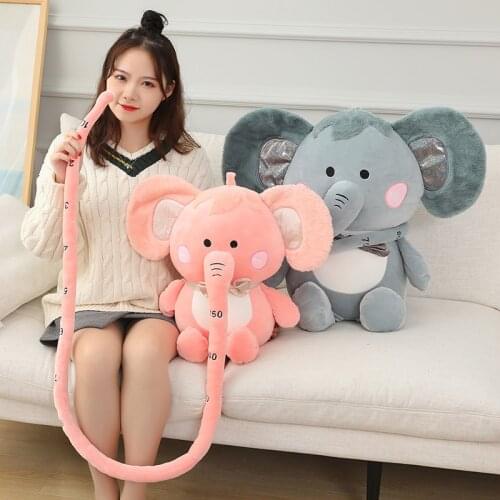 25-60cm Cute Long Nose Elephant With Measuring Ruler Plush Toys Stuffed Soft Lovely Animals Dolls For Kids Girls Birthday Gifts