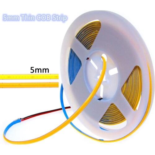 COB 12V 24V Led Strip Soft Flexible 384LEDs/m 5mm Thin 0.5M 1M 2M 3M 4M 5M Warm White COB LED Strip Light Bar For Room Bedroom