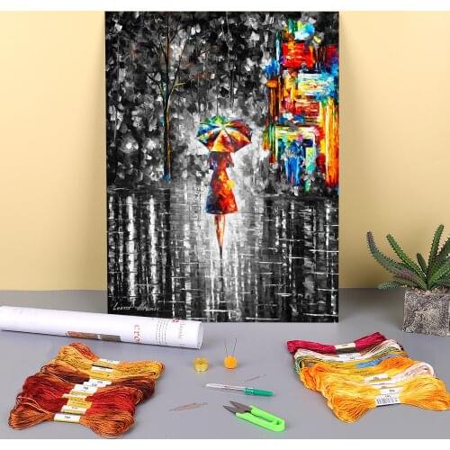 Rain Princess Printed Fabric 11CT Cross Stitch Complete Kit Embroidery DMC Threads Handmade Sewing Needlework Craft Decor