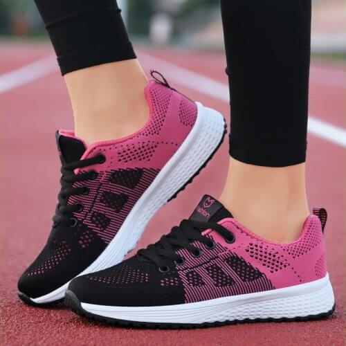 2020 New Women Shoes Flats Ladies Running Shoes Woman Lace-Up Fabric Breathable Female Sneakers Walking Sport Zapatillas Mujer