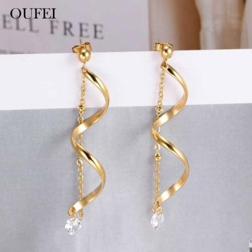 OUFEI Unusual Earrings 2019 Fashion Jewelry Long Earrings For Women Stainless Steel Jewelry Accessories Free Shipping